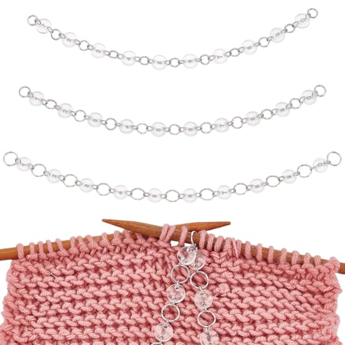 BENECREAT 3 Size Clear Numbered Row Counter Chains, Acrylic Counter Chains, Bead Knitting Chain, Knitting Stitch Markers, Thread Weaving Accessories for Clothing DIY