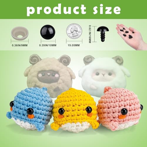320pcs 10mm Safety Eyes for Amigurumi Black Plastic Crochet Eyes | Animals with Washers Craft Doll Eyes for Crocheting Stuffed Animal Eyes for DIY Crafts Plush Doll Making Supplies - size: 10mm