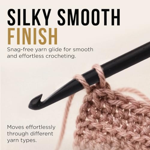 Lantern Moon Ebony Wood Single Ended Crochet Hook | US Size J (6mm) - size: US J (6mm)