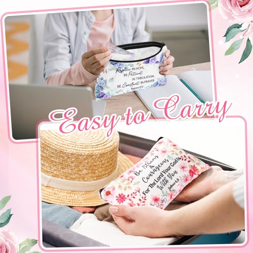 Reginary 20 Pcs Makeup Bags Gifts for Women Canvas Cosmetic Bags with Zipper Bulk Gift for Women Travel Purse Organizer Pouch Accessory, Toiletry Large Capacity, 7 x 4.3 Inch(Religious) - style: Religious