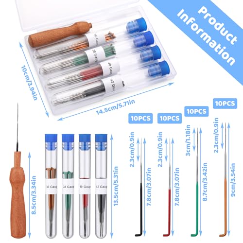 OEHPICC 40 Pcs Needle Felting Needles Set, with 4 Color-Coding Gauges | 36/38/40/42 Gauge with Wooden Handle Felting Needles for Beginners DIY Projects - color: 40 Pcs