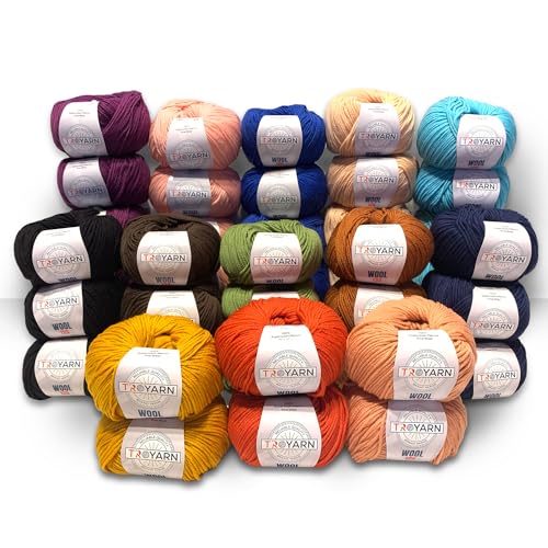 Troyarn Wool 125 (2- Skeins Pack) 100% Superwash Merino Fine Wool Light Worsted Weight #3 Soft Knitting and Crochet Yarn for Crocheting and Knitting (2 x 1.76 oz) / (2 x 125 Yds) (10910 - Terra) - color: 10910, size: 2 Skein