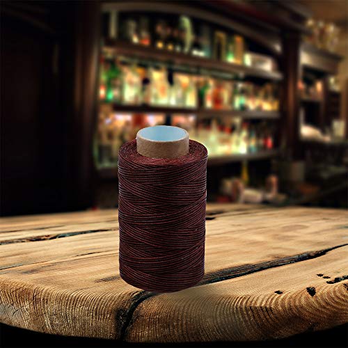 284Yards Leather Sewing Waxed Thread, 0.8mm Waxed Thread for Bookbinding | Waxed Thread for Bookbinding, Upholstery Thread Heavy Duty, Wax String for Leather Craft DIY/Bookbinding/Shoe Repairing - color: Dark Red