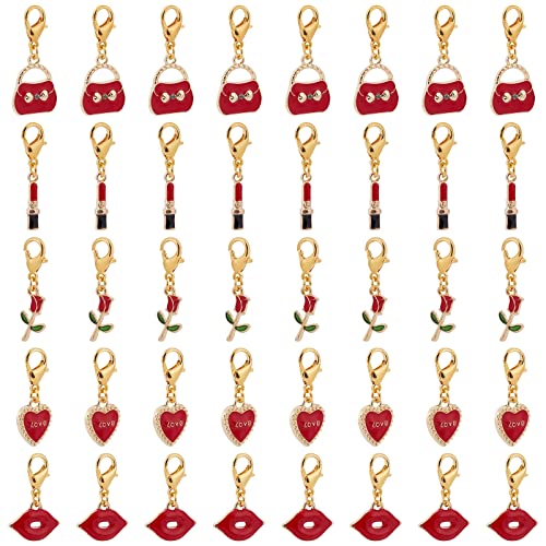 SUNNYCLUE 1 Box 50pcs Rose Heart Locking Stitch Markers Crochet Stitch Marker Removable Lobster Clasp Clip on Charms for Knitting Crocheting Weaving Sewing Adult DIY Craft Handmade Gift Valentines Day - color: 50pcs Rose Heart Locking Stitch Markers