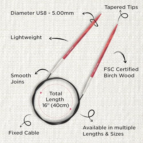 KnitPro Dreamz Fixed Circular Needles 16" (40cm) | US Size 8 (5mm) - size: US 8 (5mm)