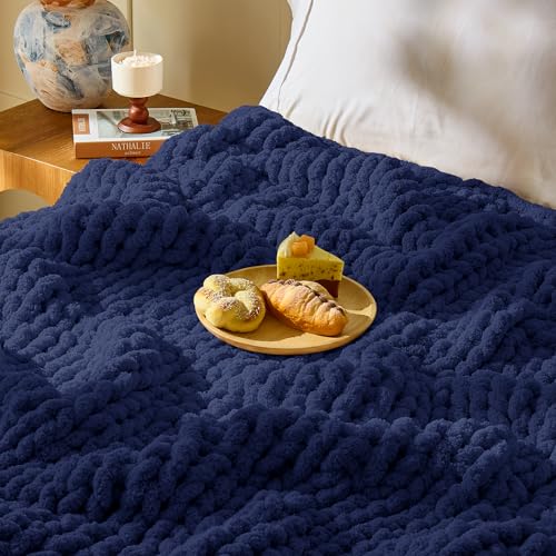 Inhand Chunky Chenille Yarn for Hand Knitting,Thick Bulky Blanket Yarn for Crocheting,Soft Fluffy Yarn for Crochet Birthday Gifts for Men/Women/Beginners,8 Pack (29.5Yds/8.4oz Each),Deep Navy - color: Deep Navy, size: 8 Pack