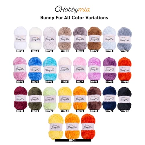 Bunny Faux Fur Fluffy Yarn – Bulky Chunky Plush Yarn for Knitting & Crochet – 100g / 109yds – Soft Fuzzy Eyelash Yarn (Red, 1 Skein)
