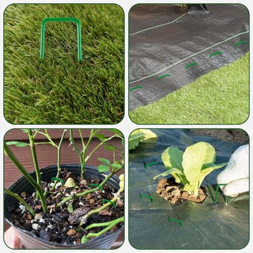 100 Pcs Landscape Staples, Galvanized Garden Stake, 6 Inch, Green | Anti-Rust, U-Shaped Pins Stakes, Galvanized Steel Ground Stake, Sod Pins Stakes for Weed Barrier Landscaping Fabric
