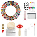 Premium Knit Patch Mending Kit - 14-Hook Darning Loom with Cute Darning Mushroom, 120 Colors Embroidery Floss, Full Repair Tools,Jeans, Clothes, DIY Weaving for Beginners