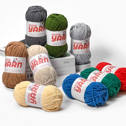 2 Pack Plush Chunky Chenille Yarn for Crocheting, Soft Fluffy Velvet Yarn for Crocheting Amigurumi, Fuzzy Baby Blanket Knitting 200g/262yds Bulky(2 Azure Blue) - color: 2 Azure Blue
