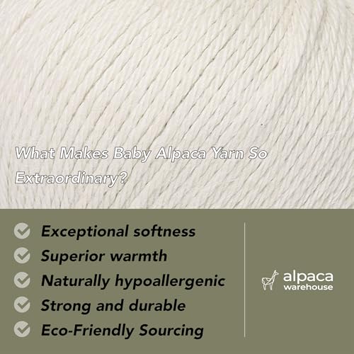100% Baby Alpaca Yarn 3 Skeins 150g DK Weight Knitting Crochet A. White | Made in Peru with natural warmth and softness featuring 327yd of premium fiber ideal for scarves shawls sweaters and more - color: Alabaster White, size: DK
