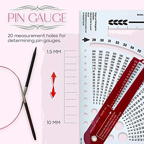 Knitting Gauge Converter Tool,Double-Sided Scale Knitting Stitch Calculator and Counting Frame Ruler,Knitting Tools for Sweater Knitting,Easy to Read
