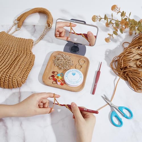 ACRNIGHEET Crochet Bag Kit for Beginners Adults Tote Bag Knitting Kit with Yarn and Hook Boho DIY Craft Kits Gift for Adults with Video Guide Tutorial Crochet Starter Kit (Khaki)