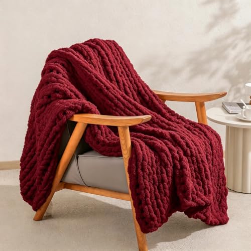 bearberry Jumbo Chenille Yarn, Super Bulky 10 - Extra Plush & Skin-Friendly for Chunky Knit Blankets, Arm Knitting & Crocheting 8-Pack (8oz/25yd Per Skein), Machine Washable, Ultra Soft, Burgundy - color: Burgundy
