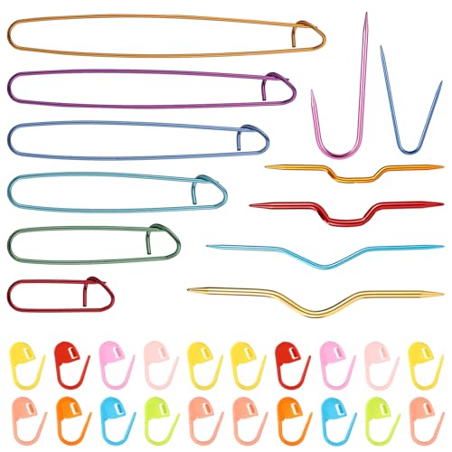 32pcs Knitting Tool Set, Multi-Color Weaving Tool Accessories | Includes Knitting Needle Holder Cable Braiding Needles & Crochet Counter for Sewing Weaving Sweaters Crafts - style: Set 3