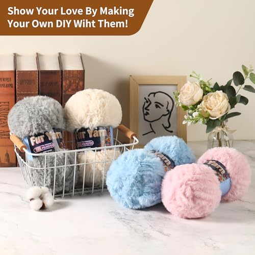 Faux Fur Yarn Soft Fluffy for Crocheting - 3 Skeins(Each 3.5oz/100g, 71yd/65m) - Chunky & Fluffy Yarn for Crochet Amigurumi, Blankets, Hand Knitting, Scarves &Crafts (3, Dark Green) - color: Dark Green