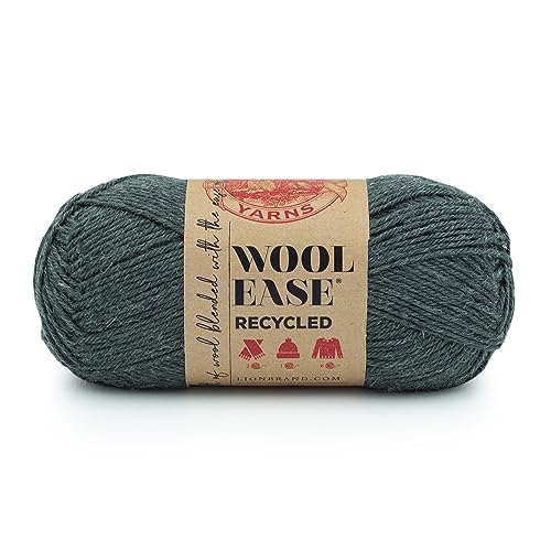 Lion Brand Yarn, Wool-Ease Recycled Crochet Yarn, Charcoal, Gray, 1 Pack | Recycled Worsted Weight Wool Acrylic Blend Knit & Crochet Fiber for Warm Blankets, Cozy Sweaters, Fall & Winter Hats - color: Charcoal, size: 1 Pack