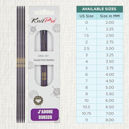 KnitPro J’Adore Cubics Double Pointed Needles 6" (15cm) | US Size 1 (2.25mm) - size: US 1 (2.25mm)