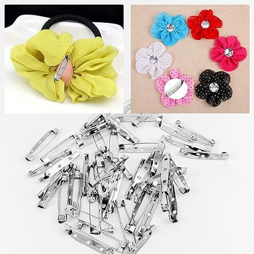 50 Pcs Silver Bar Pins, Safety Pins - Secure Back Clasp - Reliable Brooch Pins for Various Uses Locking Pins Backs Safety Clasp Brooch (35MM, Silver) - size: 35MM