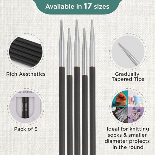 KnitPro Karbonz Double Pointed Needles 6"(15cm) | US Size 1 (2.25mm)