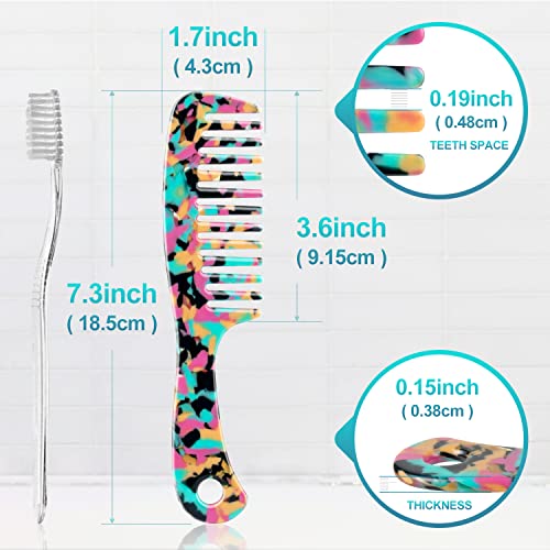 Large Wide Tooth Hair Comb Tortoise Shell Comb for Thick Curly Hair | Cellulose Acetate Hair Detangling Comb Round Tooth for Women Men or Kids, Anti-Static Wet or Dry, Teal - color: Teal