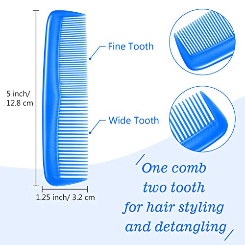 Leinuosen 12 Pieces Pocket Hair Combs, Fine Tooth Combs, Blue | Plastic Hair Care for Men Women, Portable Travel Size, for Barber Salon Hair Dressing Use, Not Breakable, Peines Para Cabello - color: Blue