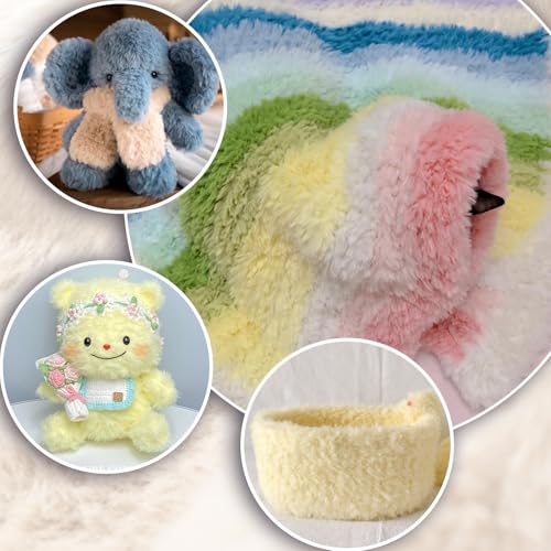3 Skeins Faux Fur Yarn Soft Fluffy for Crocheting,Chunky Fuzzy Eyelash Yarn for Crochet Hats, Scarves, Bags, Cushions(Khaki) - color: Khaki