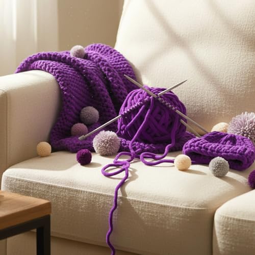 Timgle 12 Skeins Chunky Chenille Yarn for Crocheting, 552 Yards Bulky Purple Thick Fluffy Yarns Soft Velvet Plush Yarn for Hand Knitting Blanket Crafts Project - color: Purple