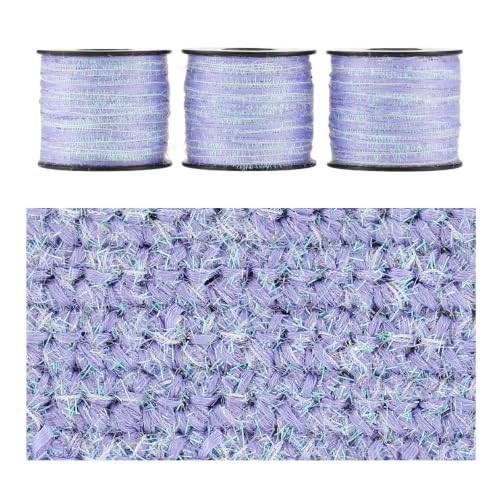 Artisanal Yarn Collection Multifiber Fancy Yarn for Knitting Crocheting Crafts DIY, Set of 3 Rolls(136 Purple Imitation Straw Yarn) - color: 136 Purple Imitation Straw Yarn