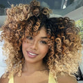 Jamaican Bounce Crochet Hair Extensions 8 inch Ringlet Wand Curl Crochet Hair 3 Tone Blonde Ombre Curly Crochet Braids Grey Crochet Braiding Hair 60 Roots - color: T1/27/613, size: 8 Inch (Pack of 3)