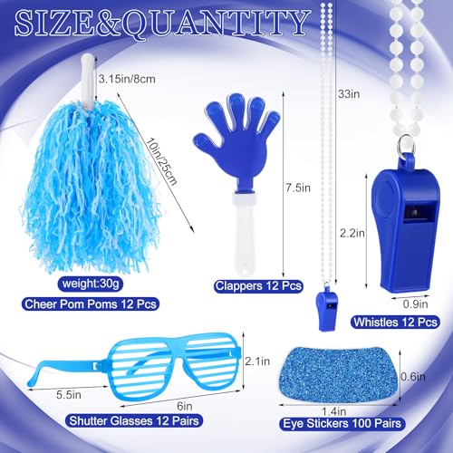 Realspring 148 Pcs Team Spirit Accessories for Sport Events - color: Blue White