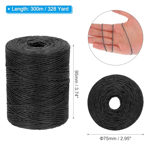 PATIKIL Natural Cotton Raffia Yarn 328 Yard, Crochet Raffia Paper Ribbon for DIY Sun Hat Beach Bag Crochet Yarn Wrapping Knitting, Black | Raffia Paper Ribbon, for DIY Sun Hat Beach Bag Crochet, Yarn Wrapping Knitting - color: Black
