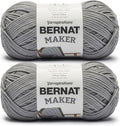 Bernat Maker Gray Yarn of 250g/8.8oz - 72% Cotton 28% Nylon - #5 Bulky - 290m/317Yards - for Knitting, Crochet and Amigurumi (Pack of 24) - color: Gray, size: 24 Pack