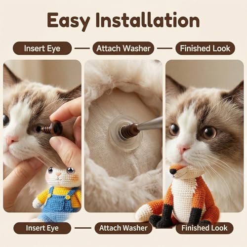 100PCS Brown Plastic Safety Screw Eyes with Washer Craft Making Accessories (Diameter 22mm) - size: Diameter 22mm