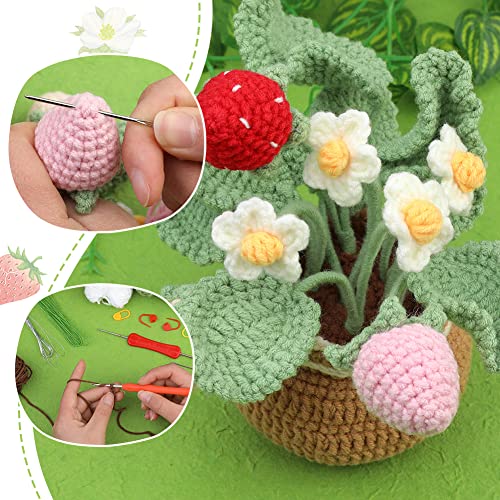 kgxulr Crochet Kit, Strawberry Beginner Crochet Kit for Adult, Knitting Kit | Crochet Kit for Beginners, Crochet Flower Kit, Beginner Crochet Kit for Adults with Step-by-Step Video Tutorials - color: A-Strawberry