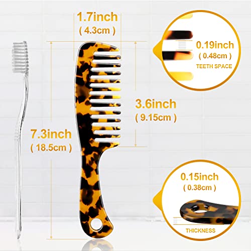 Large Wide Tooth Hair Comb Tortoise Shell Comb for Curly Detangling | Cellulose Acetate Round Tooth Comb for Short/Long Hair Women Men or Kids, Anti-Static Wet or Dry, Brown - color: Brown