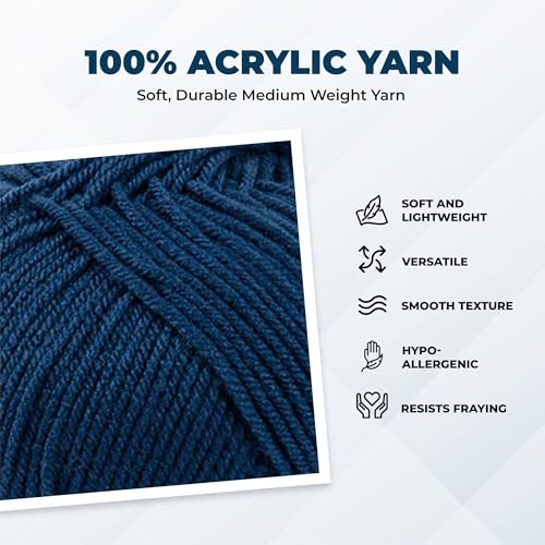 Mary Maxim Maximum Value Acrylic Yarn for Crocheting and Knitting, Soft Worsted Weight Yarn 4, Ideal for Blankets, Sweaters, Hats, and Scarves, 8 oz Skein (474 Yds) (Dark Denim) - color: Dark Denim