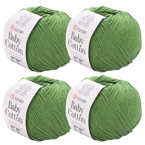 YarnArt Baby Cotton Yarn 4-Pack – Soft Knitting Yarn for Baby & Summer, 50% Cotton 50% Acrylic, 1.76 Oz Each, 180.44 Yds/Skein – Ideal for Amigurumi & Crochet Projects (441) - color: 441