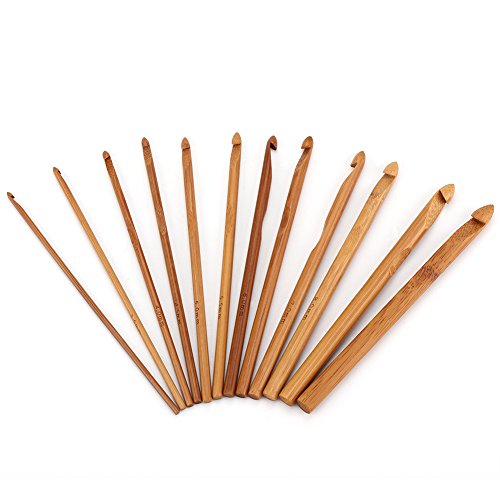 20pcs Bamboo Crochet Hooks Needles Knit Weave Craft Yarn DIY Sewing Tools Knitting Bamboo Crochet Hook Set with Case DIY Tools