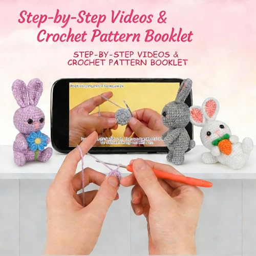 Crochet Kit for Beginners, Cute Animals DIY Crochet & Knitting Starter Kit | with Video for Adults