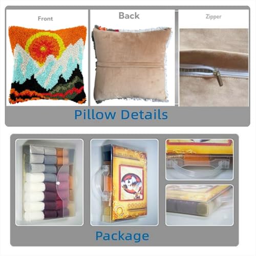 Wild Duck Mallard Latch Hook Kits Pillow Colorful Printed Cushion Crochet Yarn Needlework DIY Hook Latch Kit Pillowcase Rug Cover Home Sofa Christmas Decoration 43x43cm(1)
