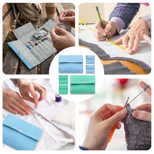 Felt Craft Tool Bag - 2 Pack Portable Knitting Needle Case with Multi-Pockets, Soft Felt Organizer for Crafters, Art Lovers, and DIY Enthusiasts