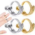 ANCIRS 4 Pack Knitting Crochet Loop Ring for Fingers, Adjustable Crochet Tension Ring, Metal Open Yarn Guide Finger Holders, Knitting Thimbles for Crochet- 2 Gold & 2 Silver - color: 2 Gold+2 Silver