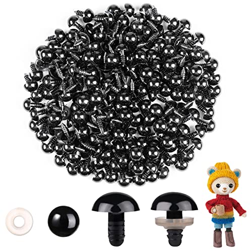 MUCUNNIA 400pcs 16mm Safety Eyes for Amigurumi with Washers Plastic Black Safety Eyes for Crochet Craft Safety Eyes for DIY Christmas Decorations Crochet Stuffed Animals Crafting - size: 16mm