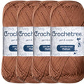 Mercerized Cotton Yarn – Fingering Weight 4-Ply, Each 1.76 oz (50g) / 136 yds (125 m), High-Gloss, Anti-Splitting, Fade-Resistant for Crochet & Knitting, Cappuccino (Pack of 4) - color: Cappuccino