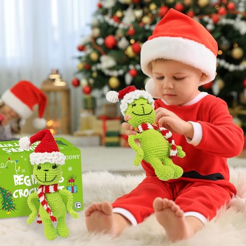 ALODNY Crochet Kit for Beginners,Christmas Crochet Kit for Beginners Adults,Knitting Kits Hooks Yarn Set with Step-by-Step Video Tutorials | Knitting Kits Complete Set with Step-by-Step Video Tutorials for DIY Projects,Craft Practice,Christmas Stocking St