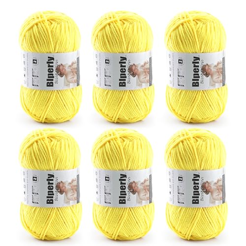 Skinny Chenille Yarn for Crocheting and Knitting, 6 Pack of 50g/158yds - 948yd Total, Soft Fluffy Yarn for Crochet Amigurum & Baby Blankets, Thin Chenille #2 Plush Crochet Yarn (6, Golden Yellow) - color: Golden Yellow