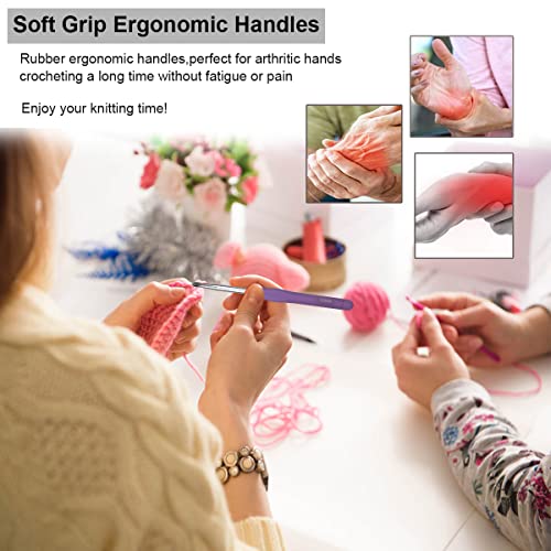 Mdoker Size H/8(5mm) Crochet Hook,Extra Long Crochet Hooks for Arthritic Hands,Ergonomic Grip Soft Handles for Beginners and Experiecced Crochet Lover,Comfortable/Easy to Use - size: 5mm