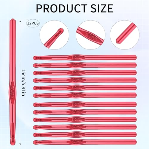 8 mm Crochet Hook 12 PCS Aluminum Large Crochet Hooks Bulk Knitting Needle US Size 11 Crocheting Needles for DIY Craft Yarn Weave Beginners Women Adults - color: 8mm