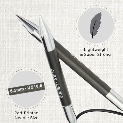 KnitPro Karbonz Fixed Circular Needle 32"(80cm) | US Size 10.5 (6.5mm) - size: US 10.5 (6.5mm)